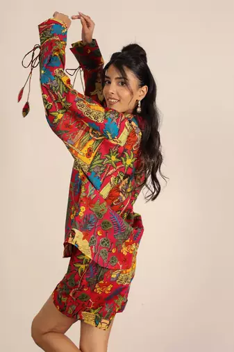 Multicolor jungle theme print co-ord set
