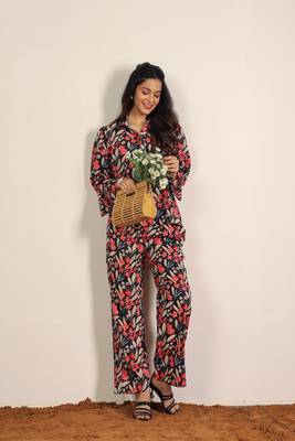 Multicolor floral print two piece set cotton co-ord set 1