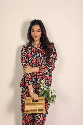 Multicolor floral print two piece set cotton co-ord set 4