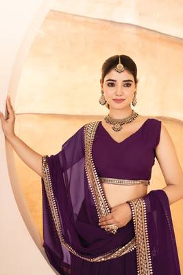 WINE FAUX Georgette PARTY WAER EMBROIDERY LEHENGHA CHOLI 7