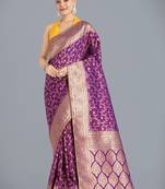 Purple color banarasi silk blend saree