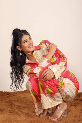 Pink and multicolor floral print two piece set cotton co-ord set 3