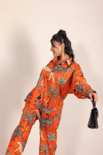 Orange and multi jungle theme print co-ord set