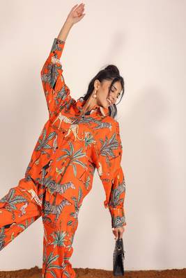 Orange and multi jungle theme print co-ord set 5
