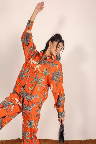 Orange and multi jungle theme print co-ord set