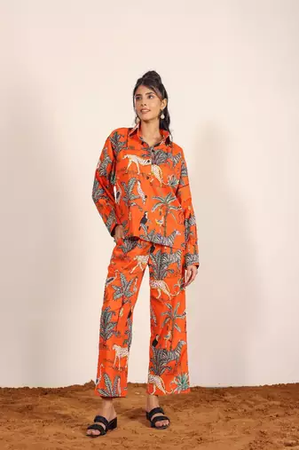 Orange and multi jungle theme print co-ord set