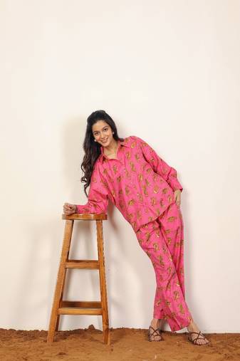 Pink and multicolor tiger print co-ord sets