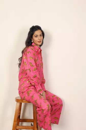 Pink and multicolor tiger print co-ord sets