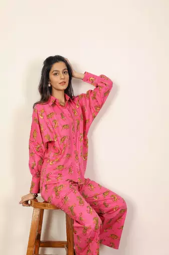 Pink and multicolor tiger print co-ord sets