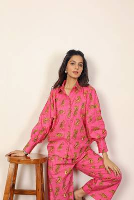 Pink and multicolor tiger print co-ord sets 5