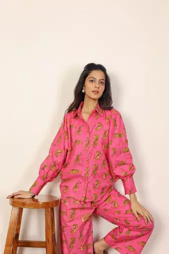 Pink and multicolor tiger print co-ord sets