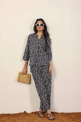 Black and white geometric with kurta style co-ord set 1
