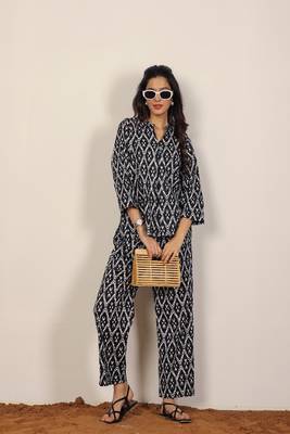 Black and white geometric with kurta style co-ord set 4