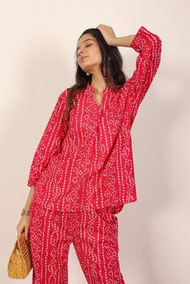 Black and multicolor tie-dye bandhej print with kurta style co-ord set 4