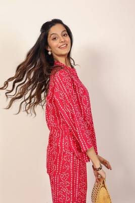 Black and multicolor tie-dye bandhej print with kurta style co-ord set 5