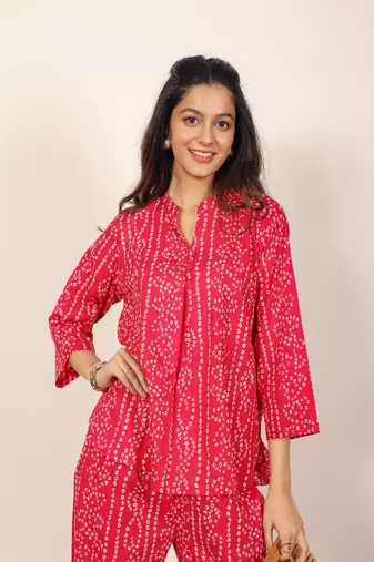 Black and multicolor tie-dye bandhej print with kurta style co-ord set