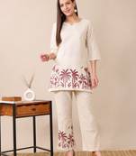 Anushil women's printed co-ord set | stylish cotton blend kurta & palazzo set |