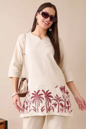 Anushil women's printed co-ord set | stylish cotton blend kurta & palazzo set |