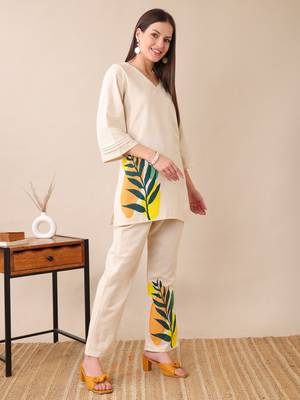 Anushil women's printed co-ord set | stylish cotton blend kurta & palazzo set | 1