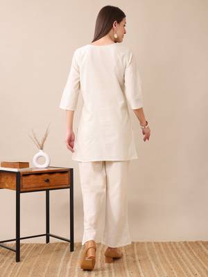 Anushil women's printed co-ord set | stylish cotton blend kurta & palazzo set | 4