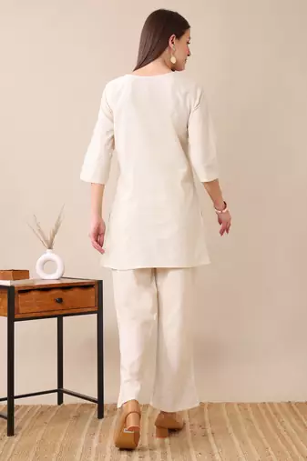 Anushil women's printed co-ord set | stylish cotton blend kurta & palazzo set |