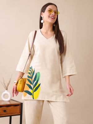 Anushil women's printed co-ord set | stylish cotton blend kurta & palazzo set | 2