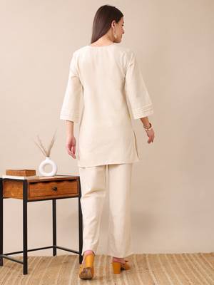 Anushil women's printed co-ord set | stylish cotton blend kurta & palazzo set | 4