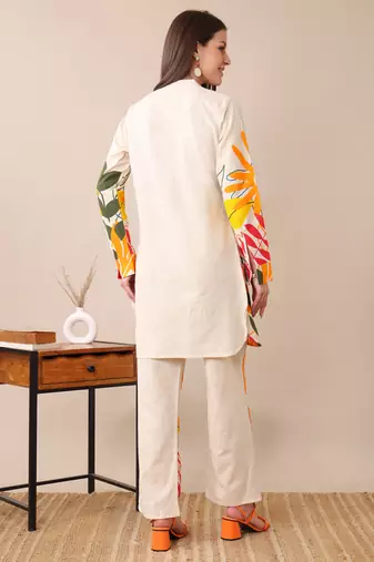 Anushil women's printed co-ord set | stylish cotton blend kurta & palazzo set |