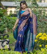 Navy all over zari woven weaves saree