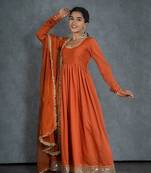 Saanjh anarkali set with embroidered dupatta (set of 3)