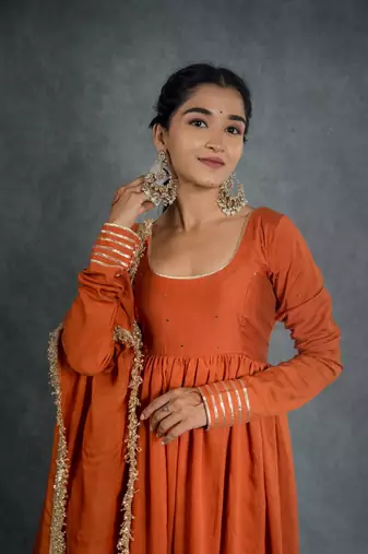 Saanjh anarkali set with embroidered dupatta (set of 3)