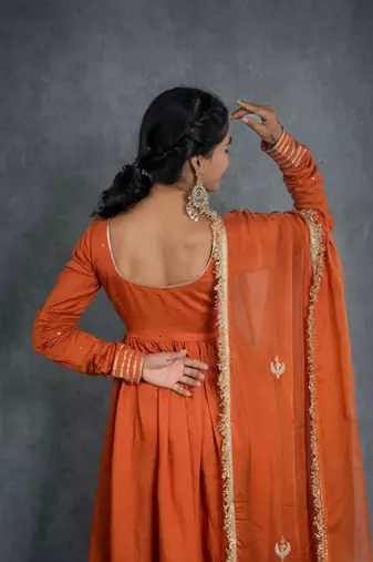 Saanjh anarkali set with embroidered dupatta (set of 3)