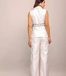 White solid co-ord set with waist tie up belt