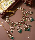 Grand Jaipur Jadau Kundan & Emerald Bridal Necklace Set
