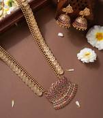 Lotus motif gold-plated necklace set