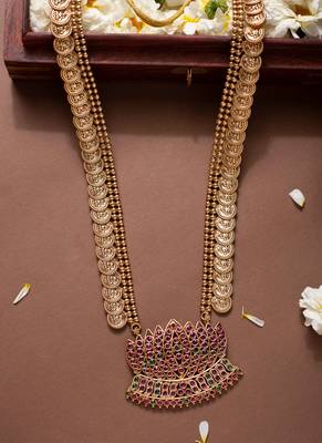 Lotus motif gold-plated necklace set 3