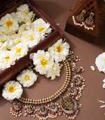 Ruby and pearl lakshmi necklace set