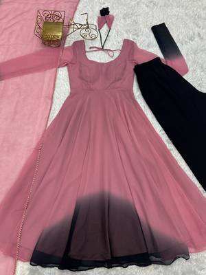 Onion pink Georgette Fully Flair Anarkali Kurti With Dupatta 7