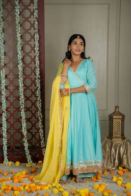 Alina anarkali set with embroidered dupatta and sharara (set of 3) 1