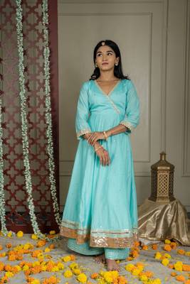 Alina anarkali set with embroidered dupatta and sharara (set of 3) 3
