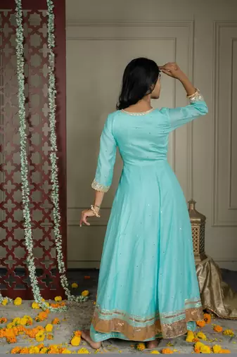 Alina anarkali set with embroidered dupatta and sharara (set of 3)