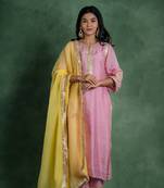 Gulbahaar suit set with embroidered dupatta (set of 3)