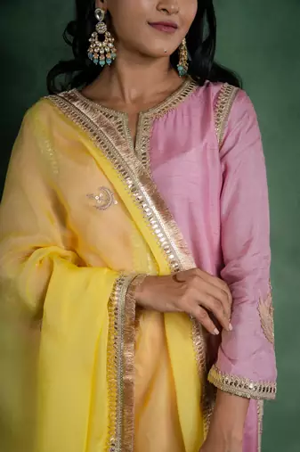 Gulbahaar suit set with embroidered dupatta (set of 3)