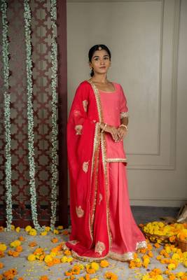 Gulabo sharara set with embroidered dupatta (set of 3) 1
