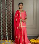 Gulabo sharara set with embroidered dupatta (set of 3)