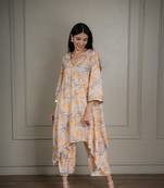 Beige printed co-ord set with coin detailing (set of 2)