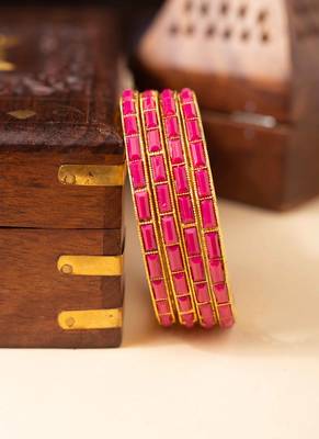 Blush simplicity gold-plated bangles 1