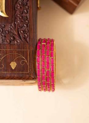 Blush simplicity gold-plated bangles 2