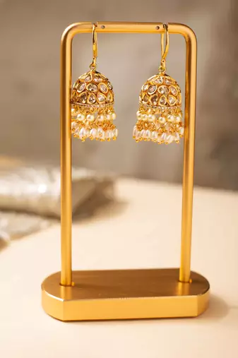 Timeless pearl cascade jhumkas
