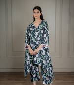 Navy-blue printed co-ord set with sequin detailing (set of 2)